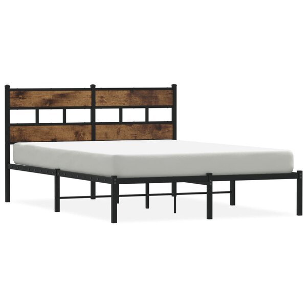 vidaXL Cadre de lit en métal sans matelas chêne fumé 150x200 cm