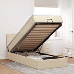 vidaXL Lit ottoman avec matelas et LED crème 90x200 cm tissu