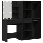 vidaXL Table de maquillage LED Chêne noir 140 x 40 x 140 cm