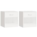 vidaXL Table de chevet 2 Pièces avec tiroir Blanc