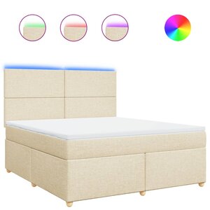 vidaXL Sommier à lattes de lit avec matelas Crème 180x200 cm Tissu