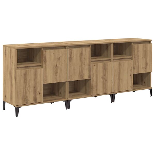 vidaXL Buffets 3 Pièces Chêne artisanal 60 x 35 x 70 cm Bois d'ingénierie
