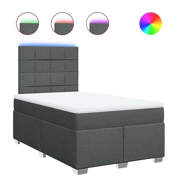 vidaXL Sommier à lattes de lit avec matelas Gris foncé 120x200cm Tissu