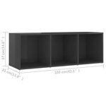 Vidaxl meubles tv 2 pièces gris brillant 107x35x37 cm aggloméré