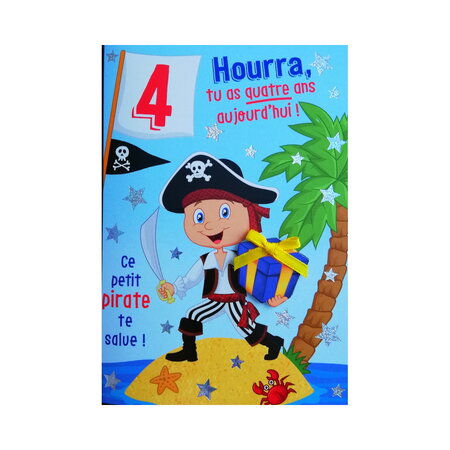 Carte de voeux enfant - anniversaire - 4 ans garçon - La Poste