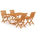 vidaXL Ensemble à manger de jardin 5 Pièces Bois de teck massif