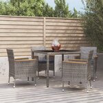 vidaXL Ensemble à manger de jardin 5 Pièces coussins gris résine tressée