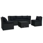 vidaXL Salon de jardin 4 Pièces avec coussins Résine tressée Noir
