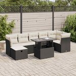 vidaXL Salon de jardin 8 Pièces avec coussins noir résine tressée