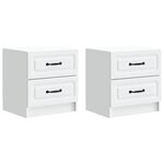 vidaXL Cabinet de chevet avec tiroir 2 Pièces Blanc 43 x 34 5 x 44 5 cm