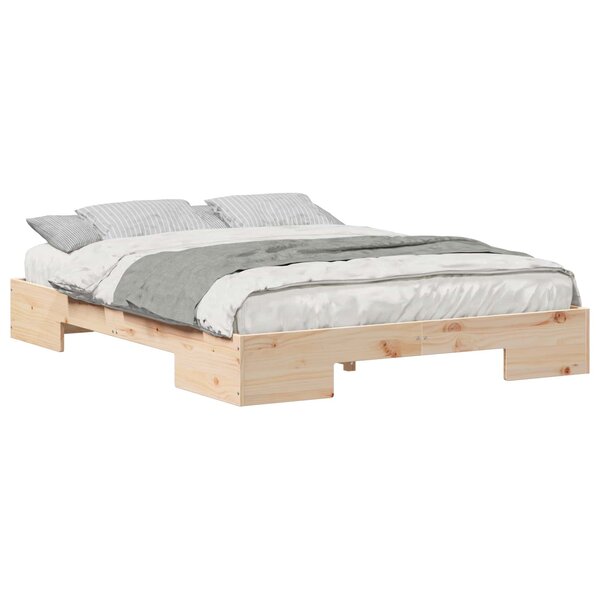 vidaXL Cadre de lit surélevé Marron 160 x 200 cm Bois massif en pin