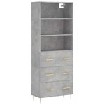 vidaXL Buffet haut Gris béton 69 5x34x180 cm Bois d'ingénierie