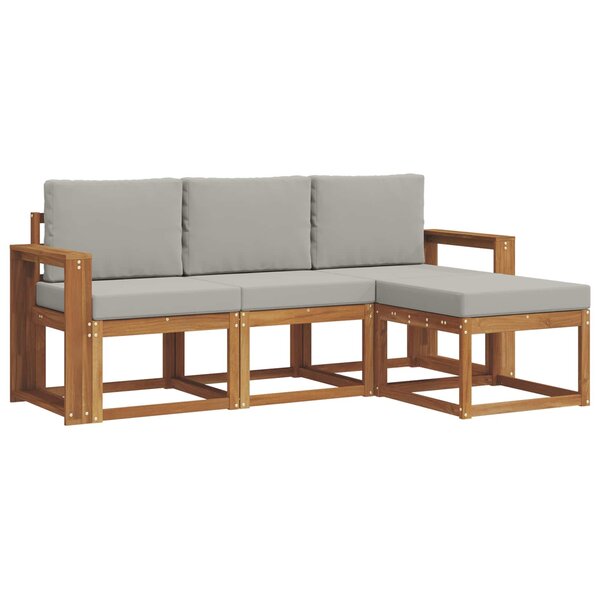 vidaXL Ensemble de canapés d'extérieur 4 pc Gris Naturel et Clair