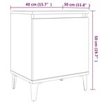 vidaXL Tables de chevet avec pieds en métal 2Pièces Chêne fumé 40x30x50cm