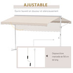 Store double pente manuel rétractable inclinaison réglable métal époxy blanc polyester imperméabilisé anti-uv beige dim. 3 95l x 2 98l x 2 55h m