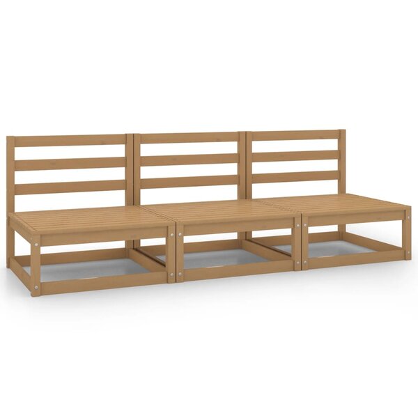 vidaXL Canapés centraux de jardin 3 Pièces marron miel bois de pin massif