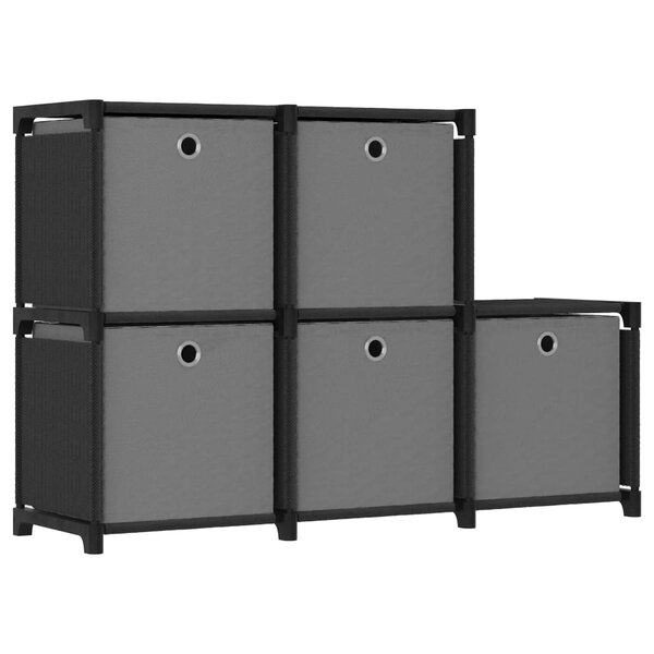 vidaXL Étagère d'affichage 6 cubes et boîtes Noir 103x30x72 5 cm Tissu