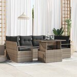 vidaXL Ensemble de canapé de jardin 7 Pièces Gris Poly rotin