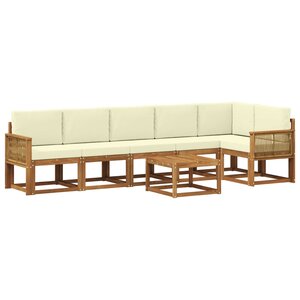 vidaXL Ensemble de canapés d'extérieur 7 pc Naturel et Crème Polyester