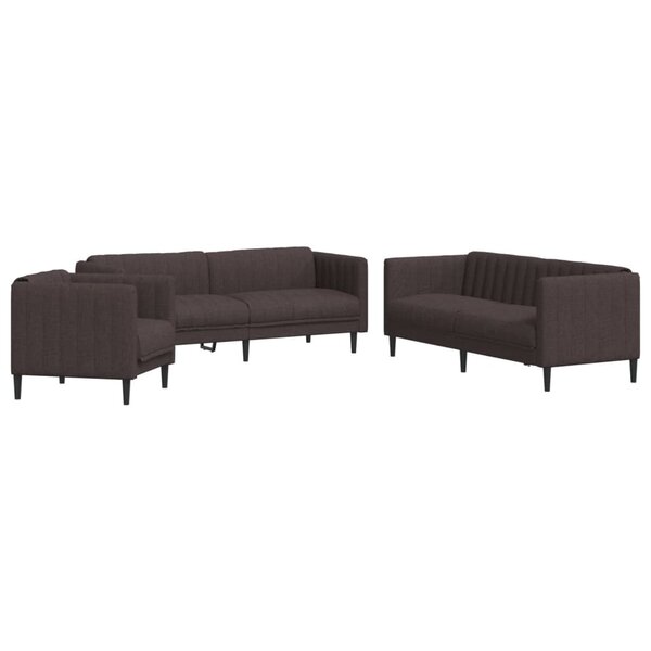 vidaXL Ensemble de canapés 3 Pièces marron foncé tissu