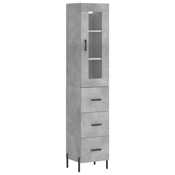 vidaXL Buffet haut Gris béton 34 5x34x180 cm Bois d'ingénierie
