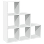 vidaXL Bibliothèque séparateur de pièce à 3 niveaux Blanc 99 x 29 x 99 cm Bois d'ingénierie