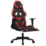 vidaXL Chaise de jeu de massage avec repose-pied Noir&Rouge Similicuir