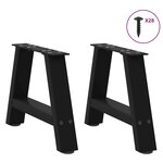 vidaXL Pieds de table basse en forme de A  2 pièces  noir  50 x (30-31) cm  acier