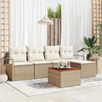 vidaXL Ensemble de canapé de jardin 6 Pièces Beige  blanc