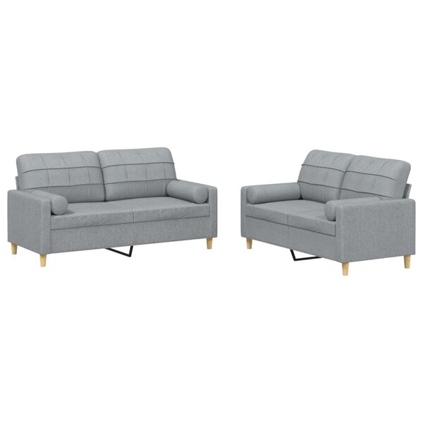 vidaXL Ensemble de canapés 2 Pièces coussins gris clair tissu