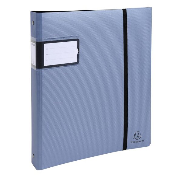 Classeur semi-rigide polypropylène 8/10e 4 anneaux 30mm Campus® Metal - A4, bleu EXACOMPTA