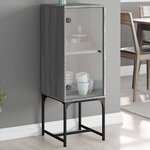vidaXL Armoire latérale avec porte en verre sonoma gris 35x37x100 cm