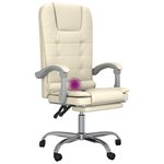 vidaXL Fauteuil de massage inclinable de bureau Crème Similicuir
