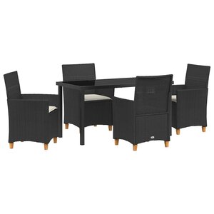 vidaXL Ensemble de salle à manger pour jardin 5 Pièces Noir polyrotin