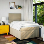 vidaXL Sommier à lattes de lit avec matelas crème 120x190 cm tissu