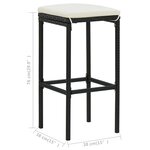vidaXL Tabourets de bar avec coussins lot de 3 noir résine tressée