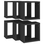 vidaXL Étagères cube murales 6 Pièces noir 30x15x30 cm