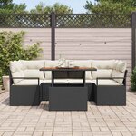 vidaXL Ensemble de canapé de jardin 7 Pièces Noir Poly rotin