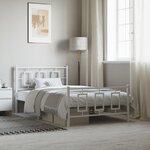 vidaXL Cadre de lit métal sans matelas et pied de lit blanc 107x203 cm