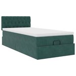 vidaXL Cadre de lit ottoman avec matelas vert foncé 90x190 cm velours