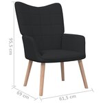 vidaXL Chaise de relaxation avec tabouret Noir Tissu