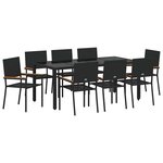 vidaXL Ensemble de salle à manger pour jardin 9 Pièces Noir
