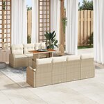 vidaXL Ensemble de Salle à Manger de Jardin 8 Pièces avec Coussins Beige Rattan Poly Acacia