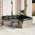 vidaXL Ensemble de Canapé de Jardin 9 Pièces avec Coussins Gris Clair Poly Rattan