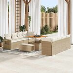vidaXL Ensemble de canapé de jardin 11 Pièces Beige Poly rotin
