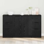 vidaXL Buffet avec tiroir 3 Pièces Chêne noir Bois d'ingénierie