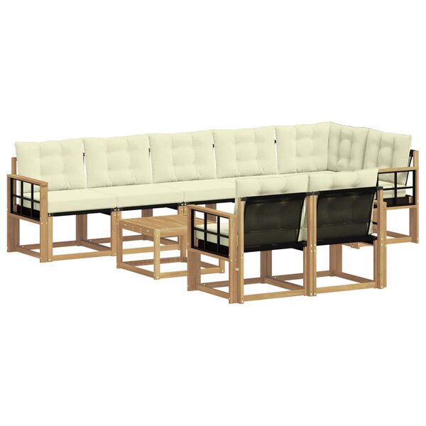 vidaXL Ensemble de canapés d'extérieur 9 Pièces Blanc et crème