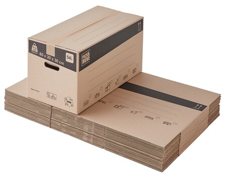 Lot de 40 cartons de déménagement 54l - 60x30x30cm - made in france - 70  fsc certifé - pack & move