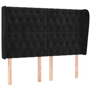 vidaXL Tête de lit avec oreilles Noir 163x23x118/128 cm Velours