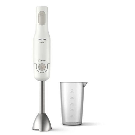 Philips hr2534/00 mixeur plongeant  promix - 650w - pied en métal - verre doseur inclus - blanc